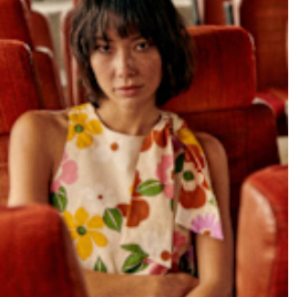 Sezane Loren Sleeveless Blouse Size 6 Sol Print
